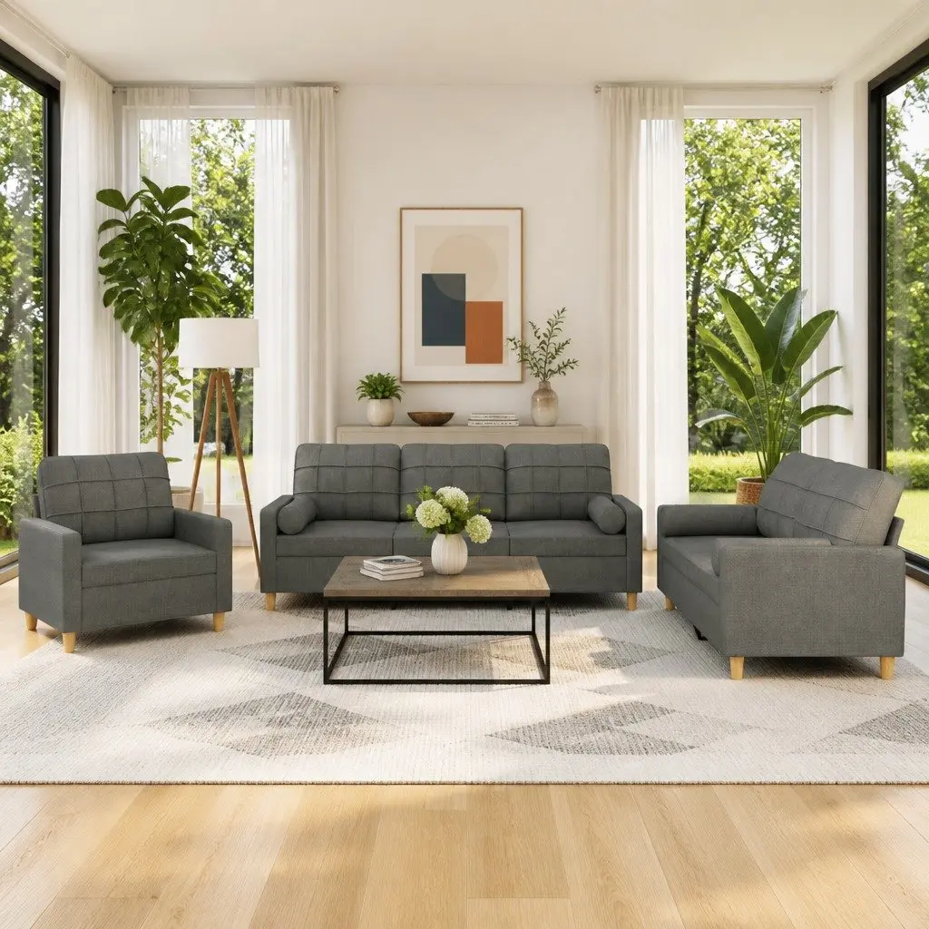 3 Piece Grey Sofa Set