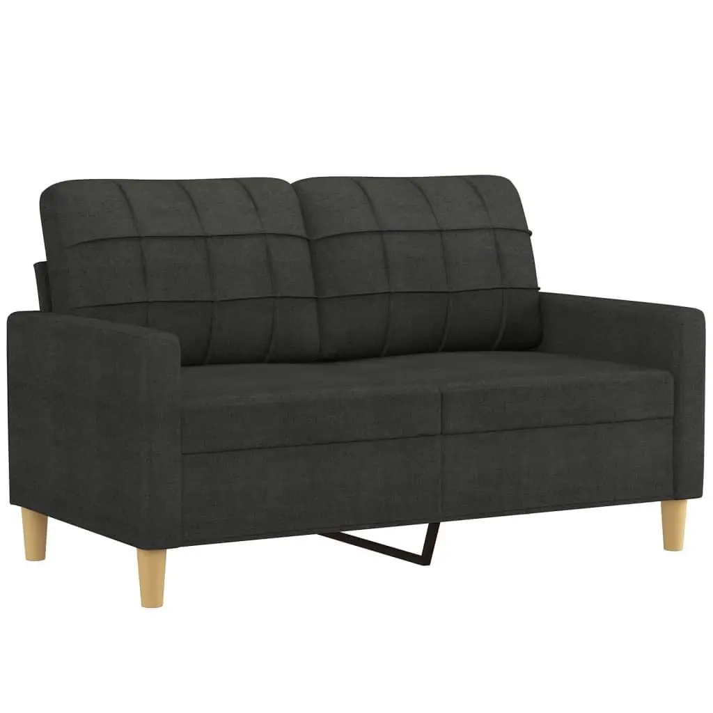 Black Fabric Sectional Sofa Set 3 Piece with Pillows and Armrests