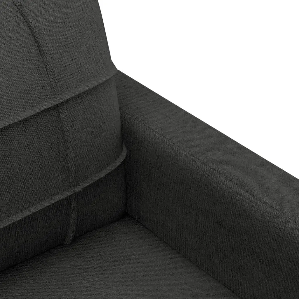 Black Fabric Sectional Sofa Set 3 Piece with Pillows and Armrests
