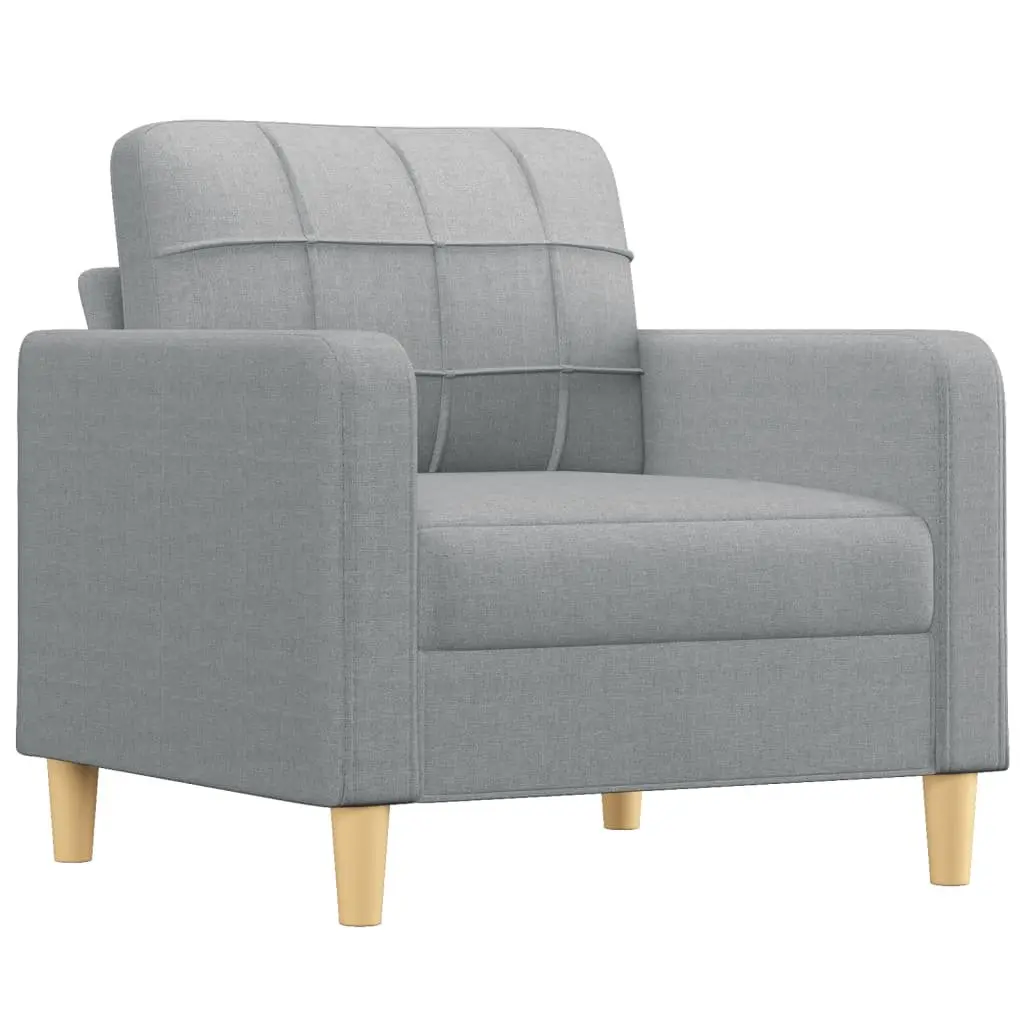 Grey Fabric Lounge Suite 4 Piece Set with Ottoman Footstool and Pillows