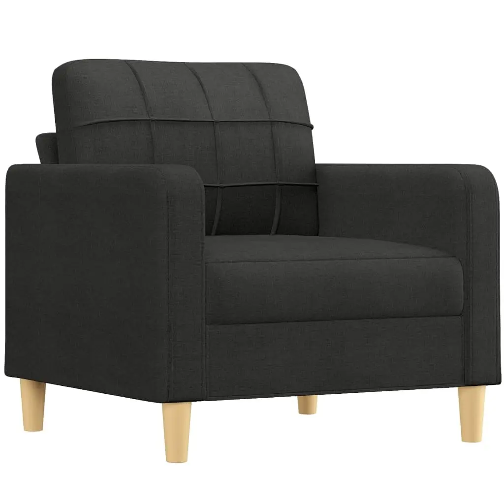 4 Piece Sofa Set Black Fabric Lounge with Pillows Ottoman Footstool Living Room