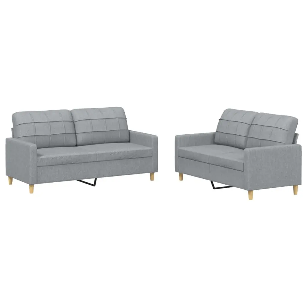2 Piece Sofa Set Grey Fabric Living Room Furniture Lounge Seating Cushions