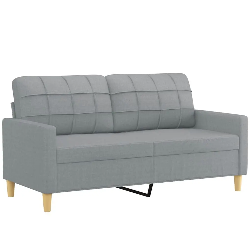 2 Piece Sofa Set Grey Fabric Living Room Furniture Lounge Seating Cushions