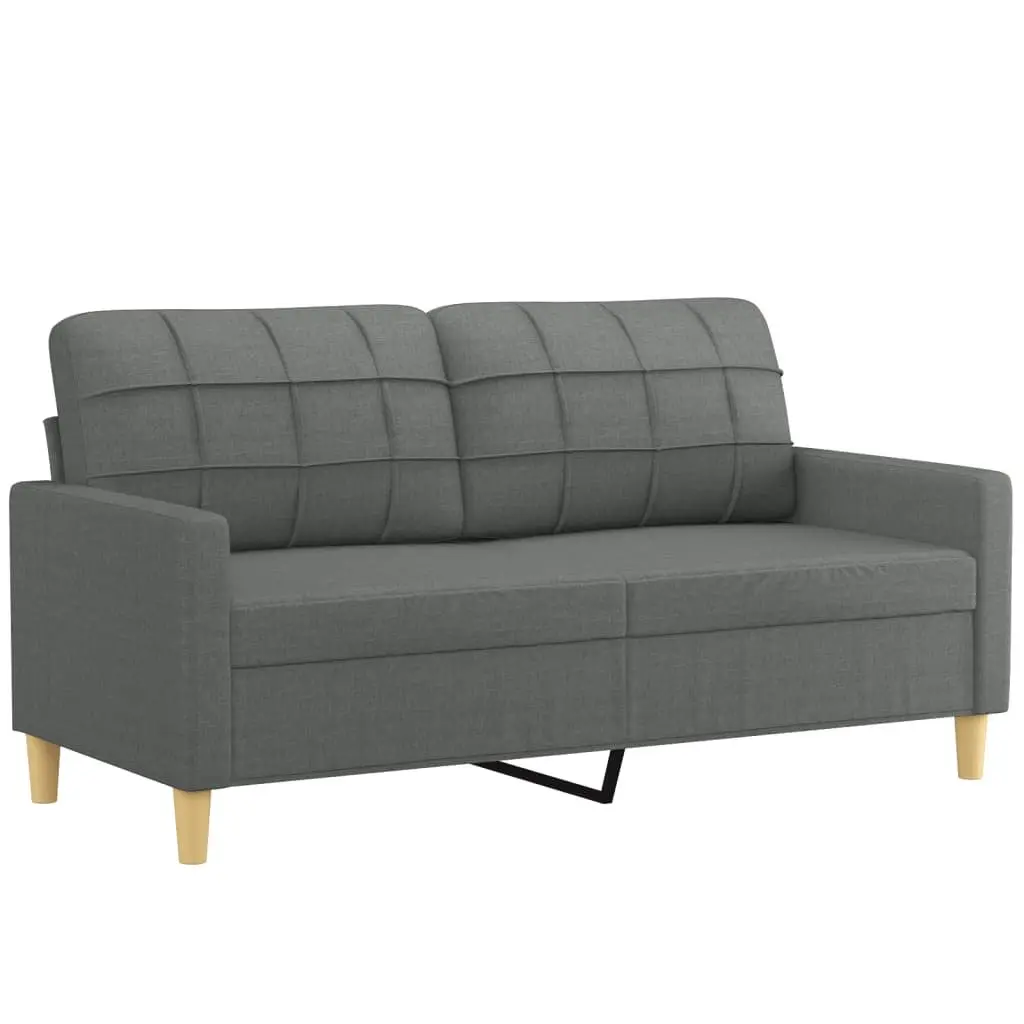 2 Piece Sofa Set Grey Fabric Lounge Suite Armchairs