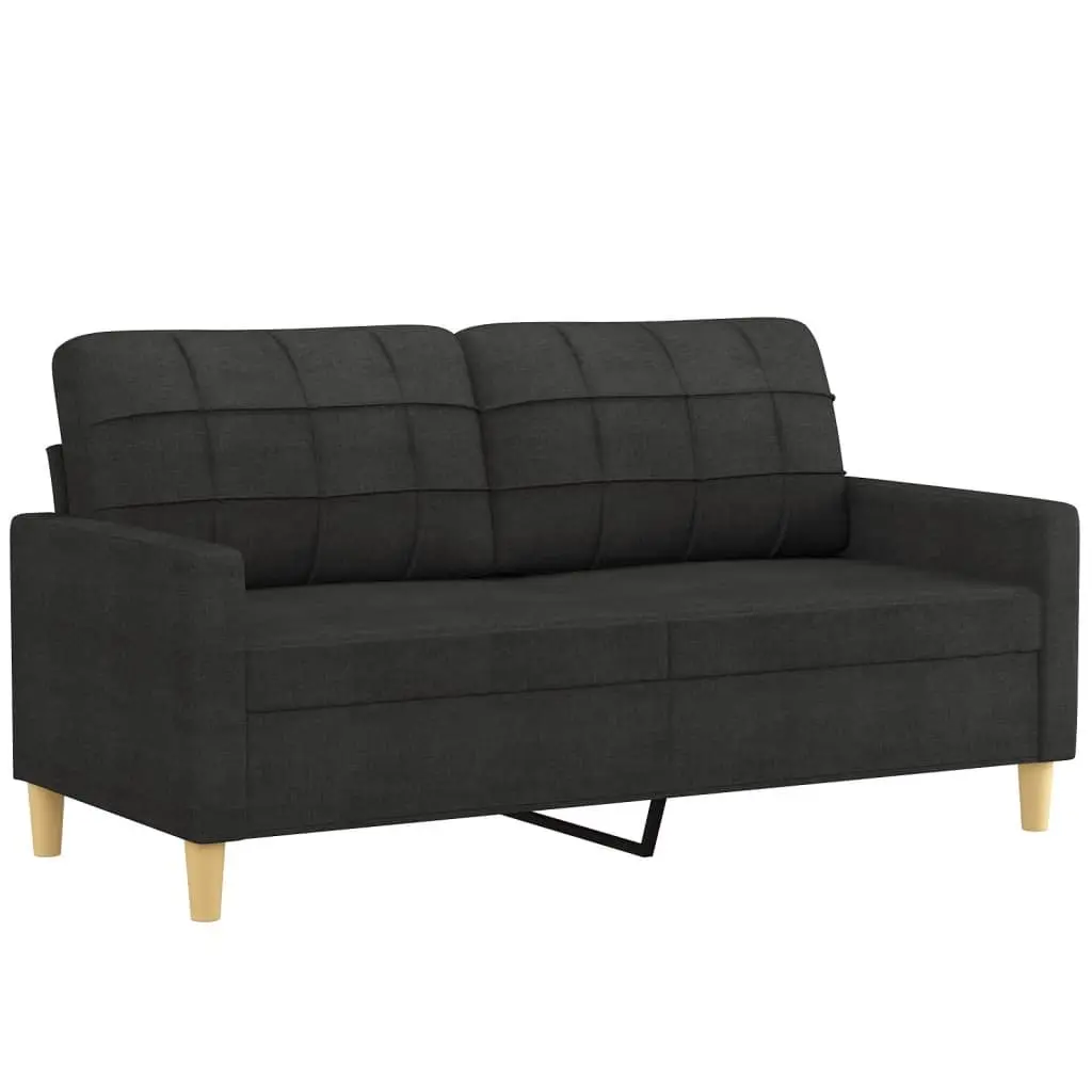 Sofa Set Modern Black Fabric 2 Piece Living Room Seating Couch
