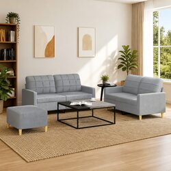 Your Comfortable 3 Piece Sofa Set with Footstool