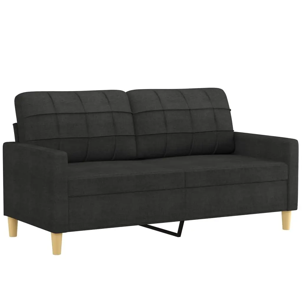 3 Piece Sofa Set Black Fabric Compact Living Room Lounge Suite