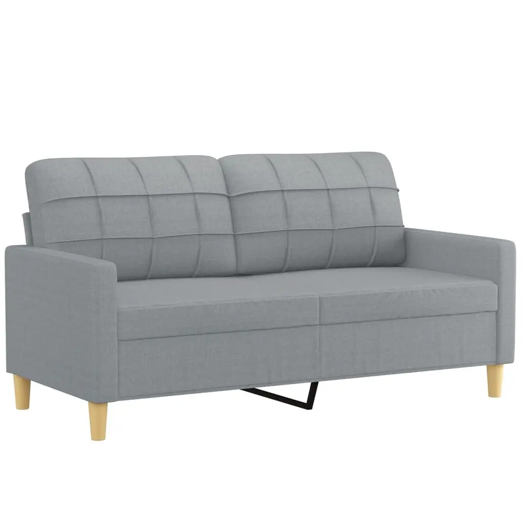 2 Piece Sofa Set Grey Fabric Lounge Suite Thickly Padded Seat Armrests and Back