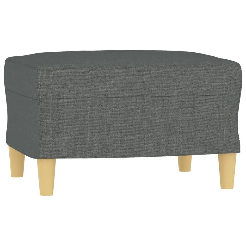 3 Piece Sofa Set Grey Fabric Couch with Pillows and Footstool Compact Living Room Seating