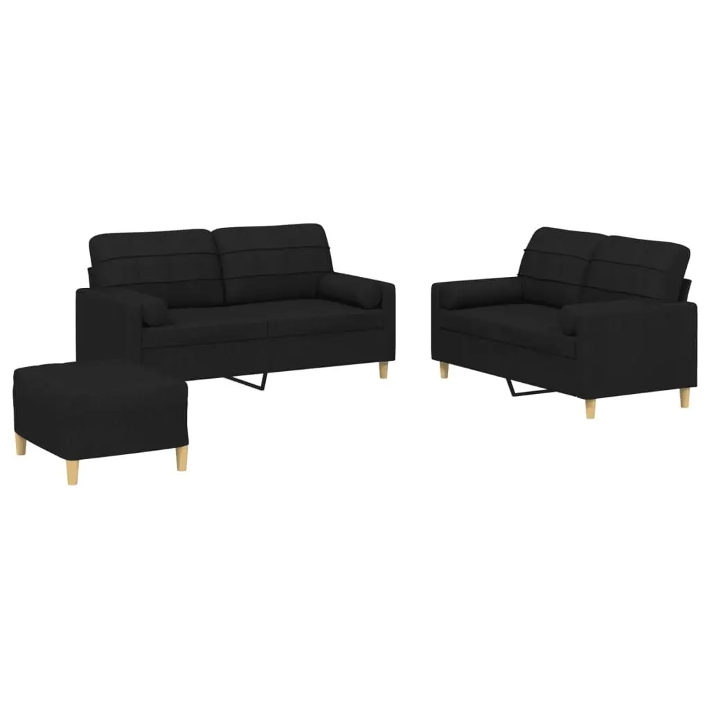 3 Piece Black Sofa Set