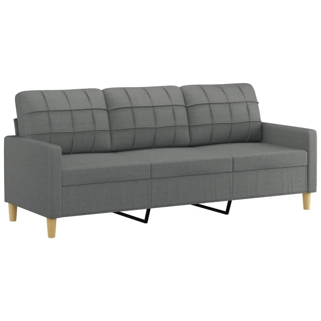 3 Piece Sofa Set Grey Fabric Living Room Lounge Seating