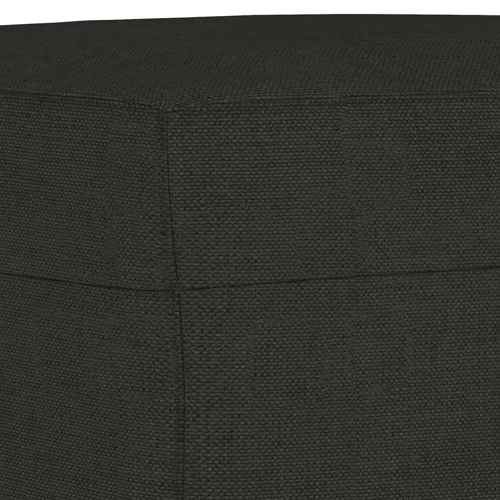 3 Piece Lounge Suite Sofa Set Black Fabric with Cushions and Footstool