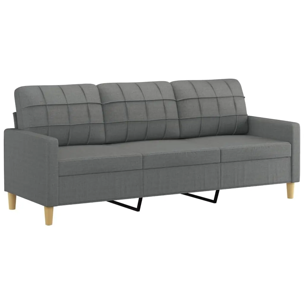 2 Piece Sofa Set Grey Fabric Couch Lounge Suite with Pillows Living Room