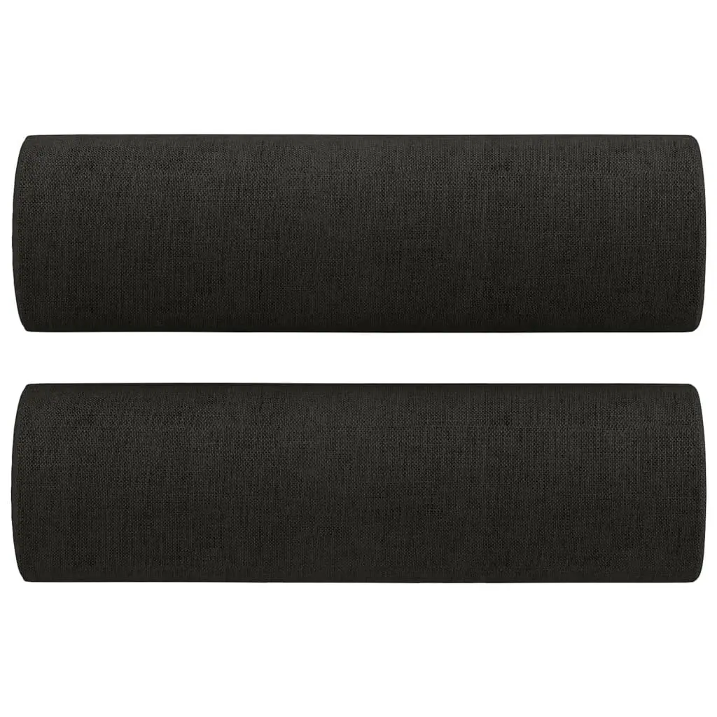Black Fabric Sofa Set 2 Piece Living Room Couch with Roll Pillows