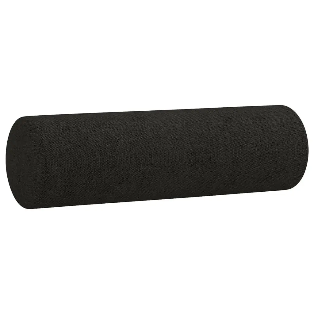 Black Fabric Sofa Set 2 Piece Living Room Couch with Roll Pillows