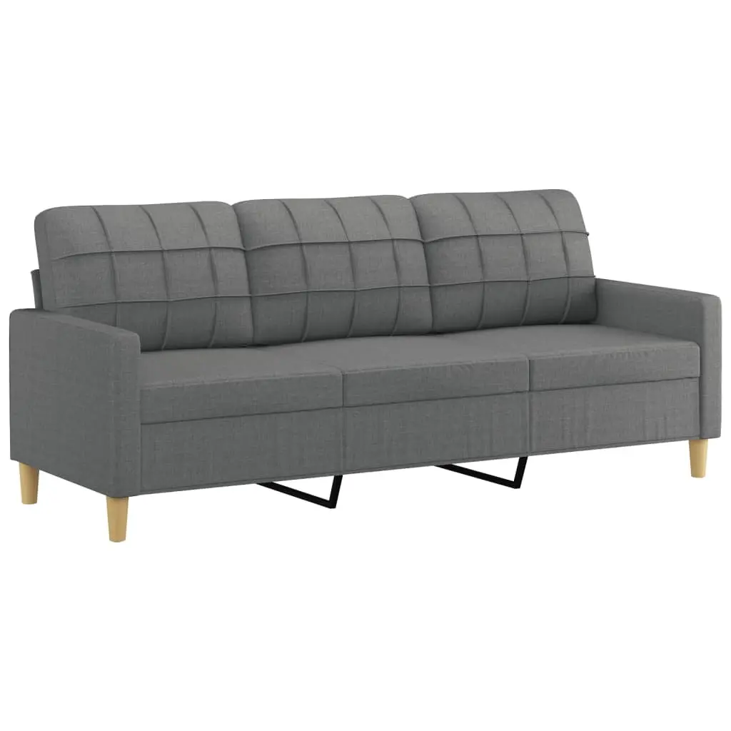 Grey Fabric 3 Piece Lounge Sofa Set with Pillows and Footstool for Living Room