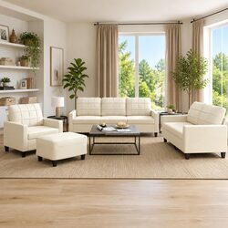 Your Perfect 4 Piece Sofa Set with Footstool