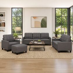 Your Friendly 4 Piece Grey Faux Leather Sofa Set