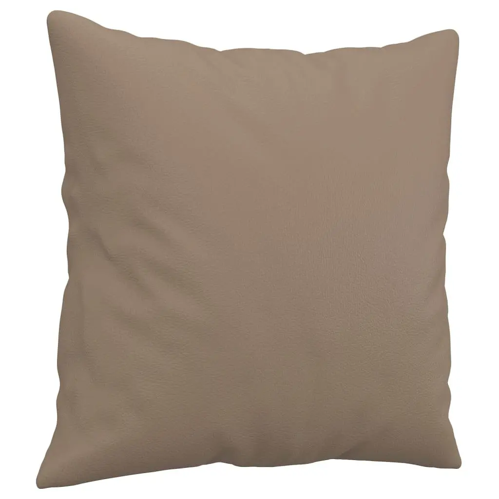 3 Piece Sofa Set Brown Faux Leather Couch with Throw Pillows