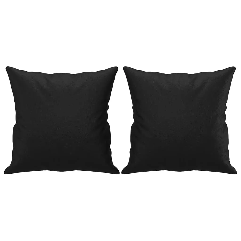 4 Piece Sofa Set with Throw Pillows Footstool Black Faux Leather Living Room