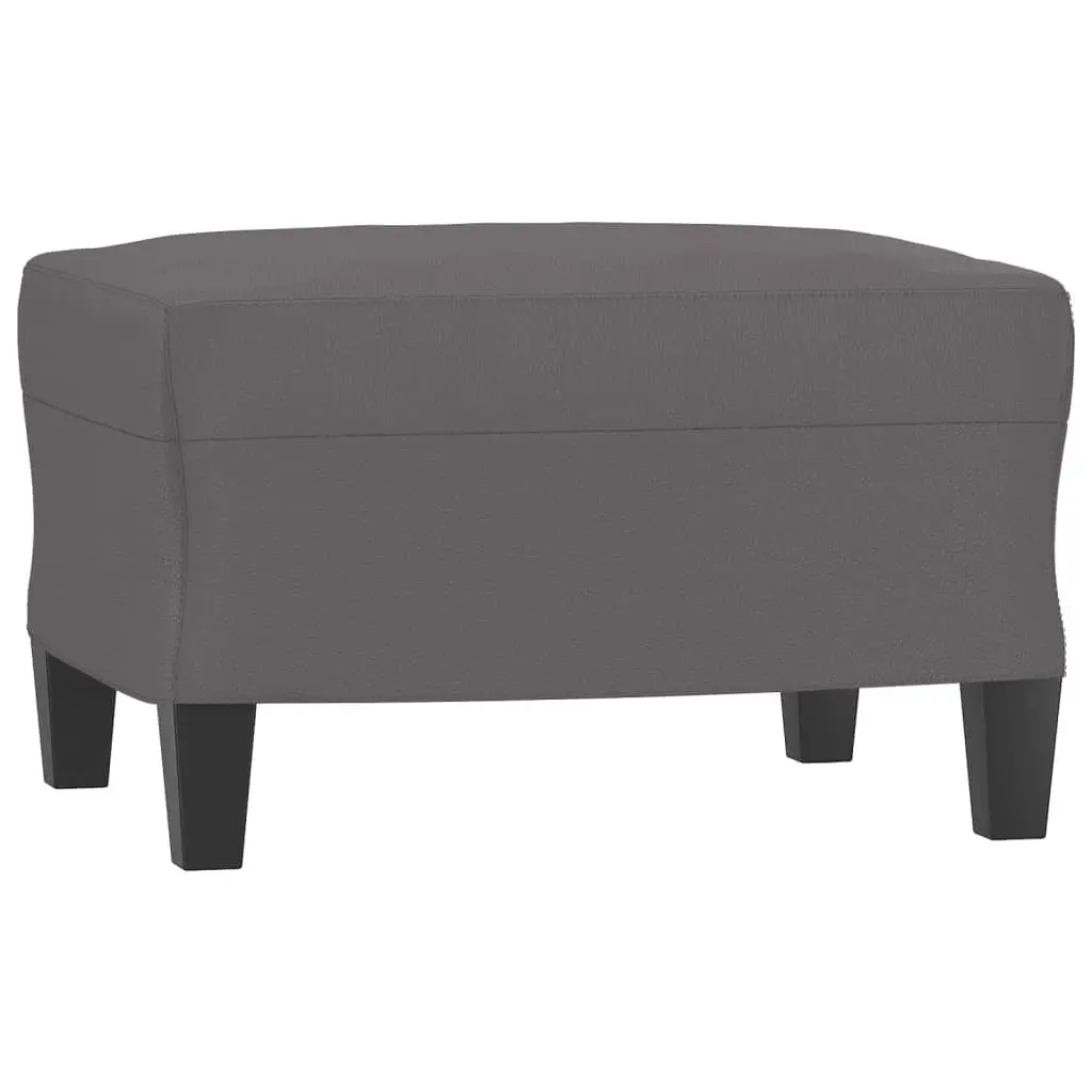 4 Piece Sofa Set Grey Faux Leather Couch with Throw Pillows and Footstool