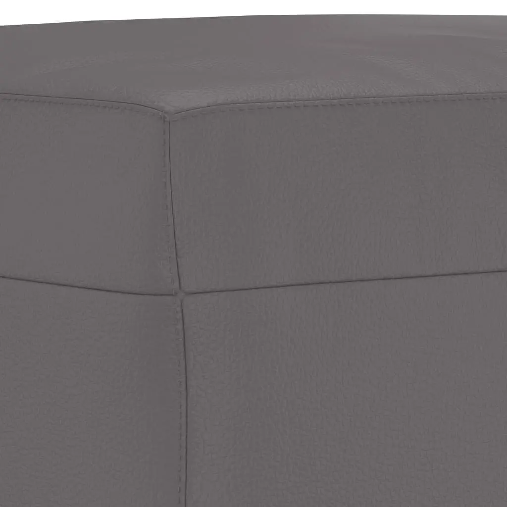 4 Piece Sofa Set Grey Faux Leather Couch with Throw Pillows and Footstool