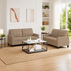 Find Your Comfort with Our 2-Piece Brown Faux Leather Sofa Set