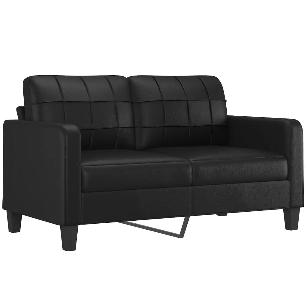 2 Piece Black Sofa Set with Throw Pillows