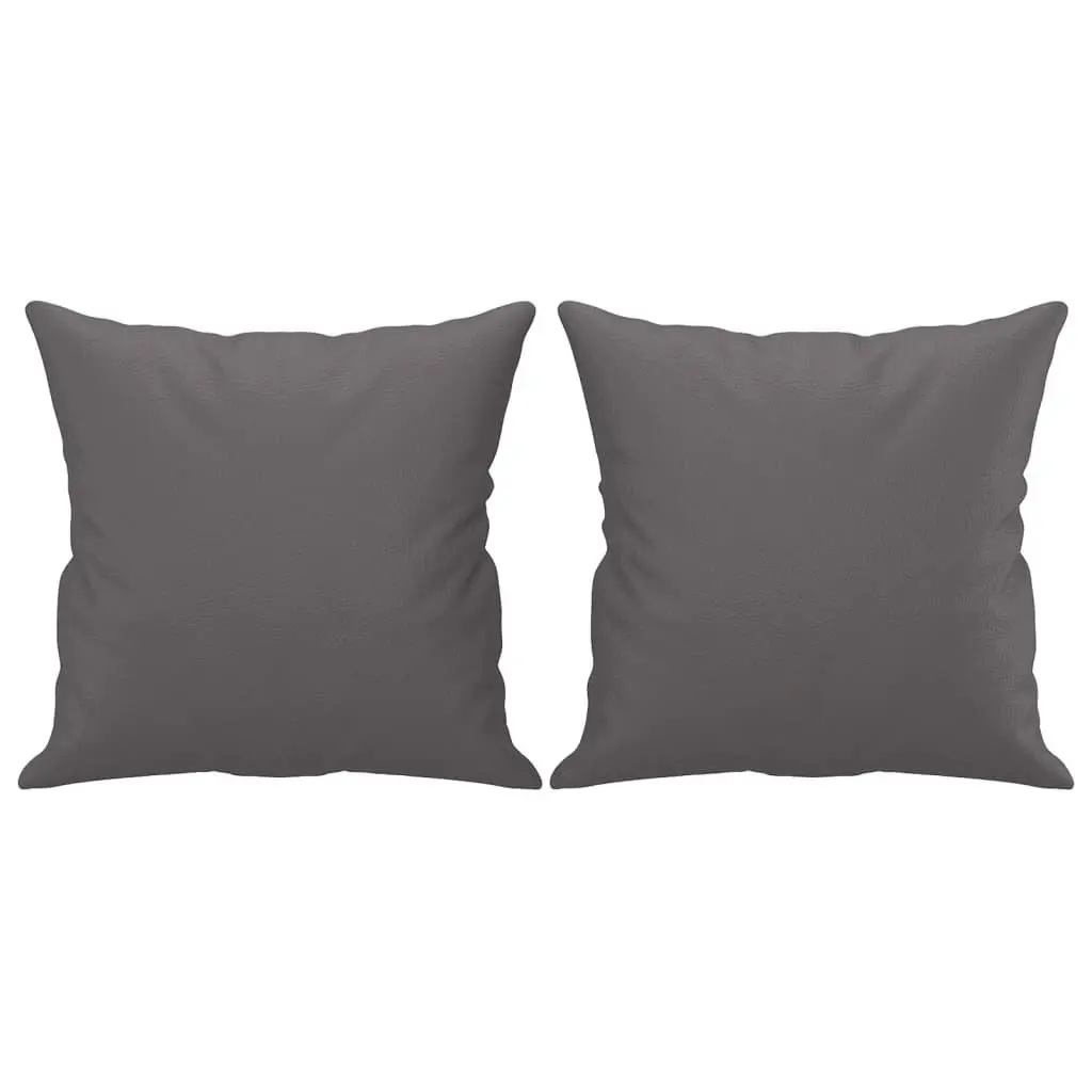 3 Piece Sofa Set with Throw Pillows and Footstool Grey Faux Leather Lounge