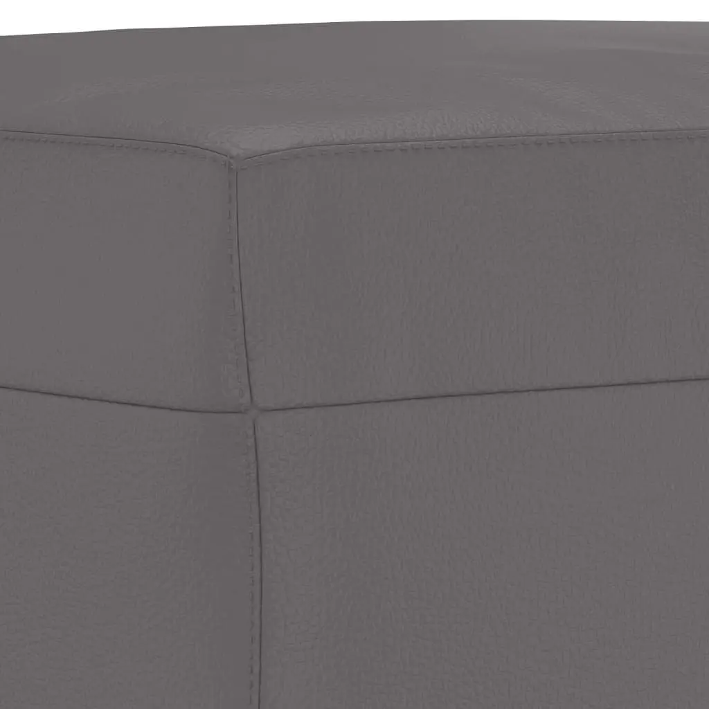 3 Piece Sofa Set with Throw Pillows and Footstool Grey Faux Leather Lounge