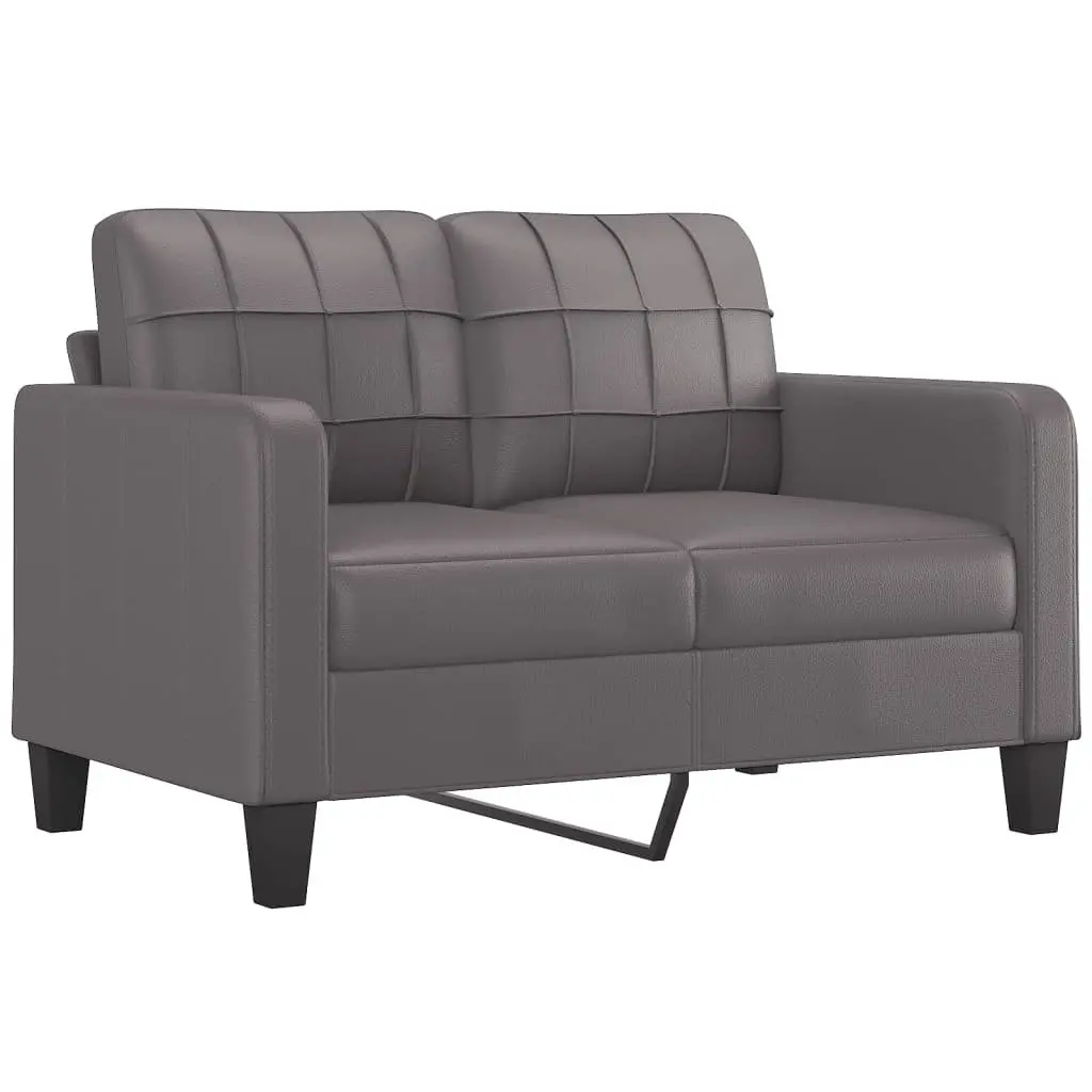 2 Piece Sofa Set Grey Faux Leather Lounge Couch Living Room Furniture Cushions