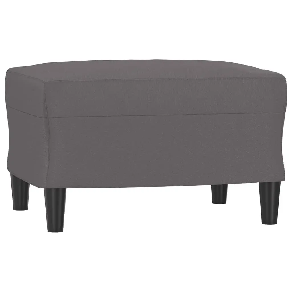 3 Piece Sofa Set with Footstool Grey Faux Leather Living Room Furniture Seating