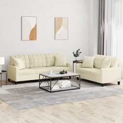 Cozy Up with This Cream Faux Leather Sofa Set