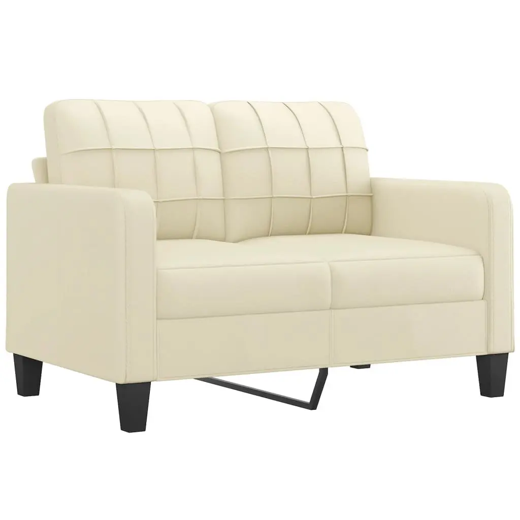 Sofa Set Cream Faux Leather 2 Piece