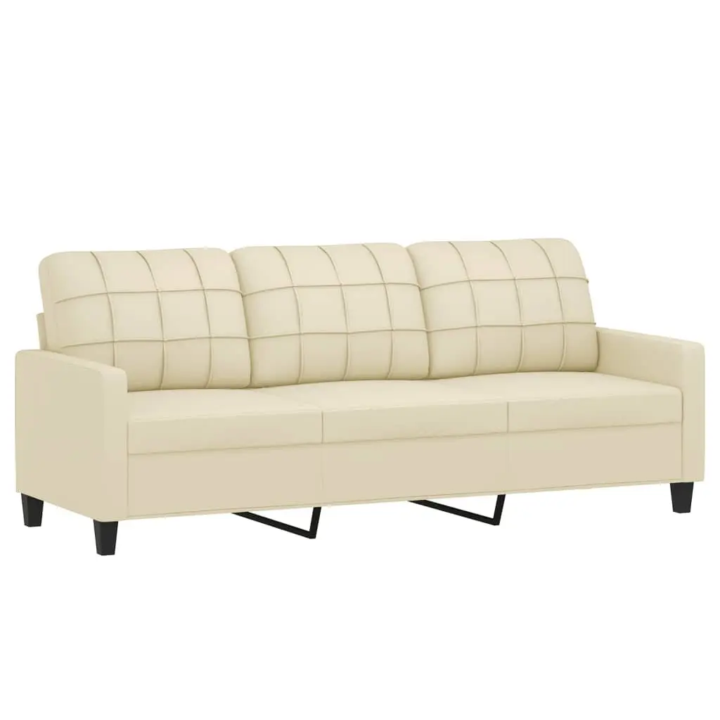 Sofa Set Cream Faux Leather 2 Piece
