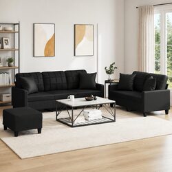 Your Ideal 3 Piece Black Faux Leather Sofa Set