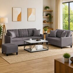 Meet Your New Grey Faux Leather Sofa Set