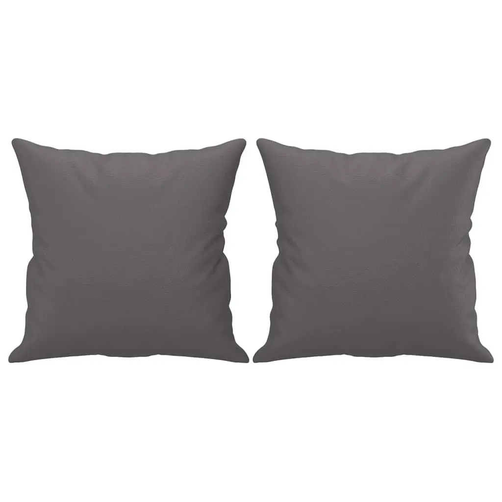 Grey Faux Leather 3 Piece Sofa Set with Pillows and Footstool for Living Room