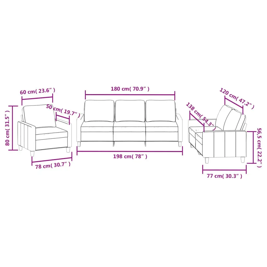 3 Piece Sofa Set