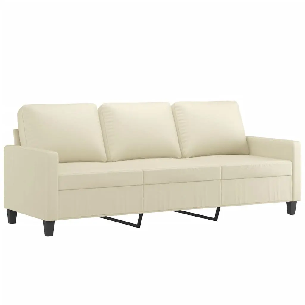 3 Piece Sofa Set Faux Leather Cream Lounge Seating