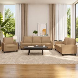 Your Cozy Brown Faux Leather 3 Piece Sofa Set
