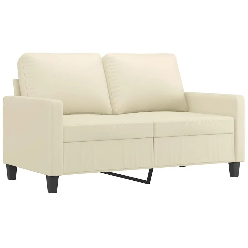 4 Piece Sofa Set Cream Faux Leather Compact Living Room Furniture