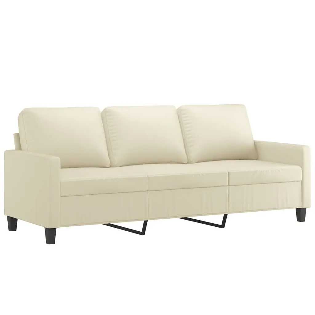 4 Piece Sofa Set Cream Faux Leather Compact Living Room Furniture