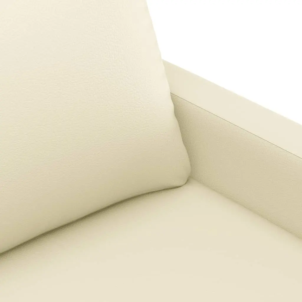 4 Piece Sofa Set Cream Faux Leather Compact Living Room Furniture