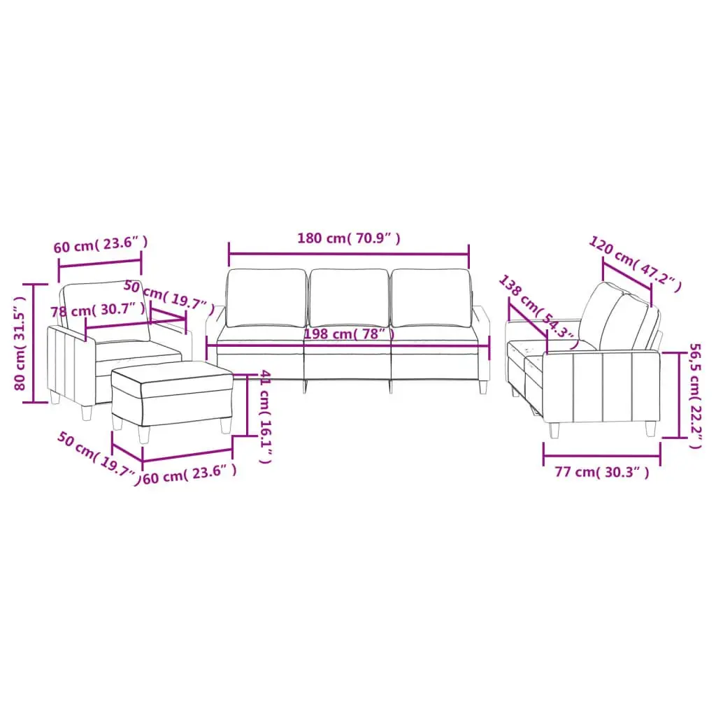 4 Piece Sofa Set with Footstool for Relaxation