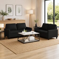 Your New Cozy Spot: 2 Piece Black Sofa Set