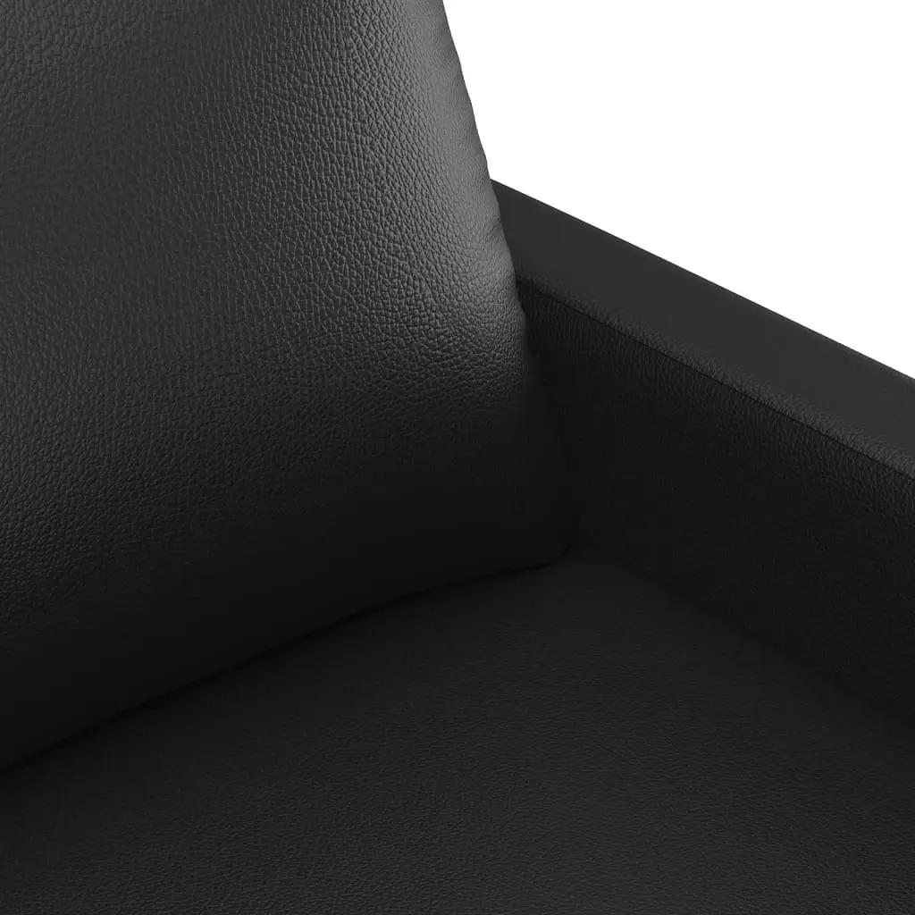 2 Piece Sofa Set Black Faux Leather Living Room Furniture Modern Design