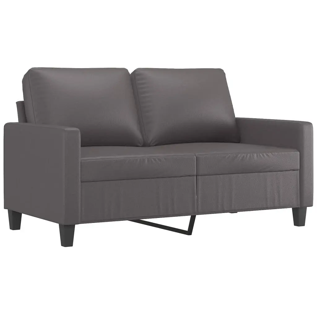 2 Piece Sofa Set Grey Faux Leather Living Room Furniture