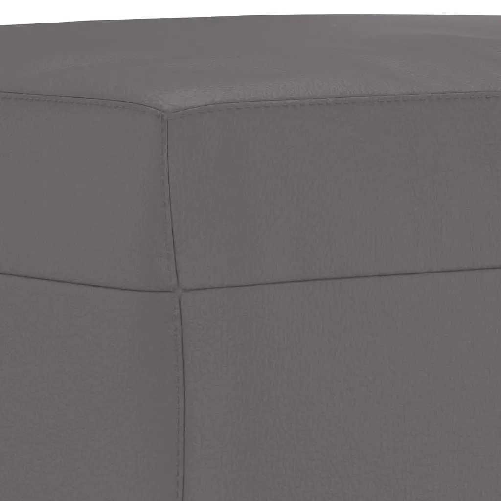 3 Piece Grey Sofa Set Faux Leather Compact Living Room Furniture