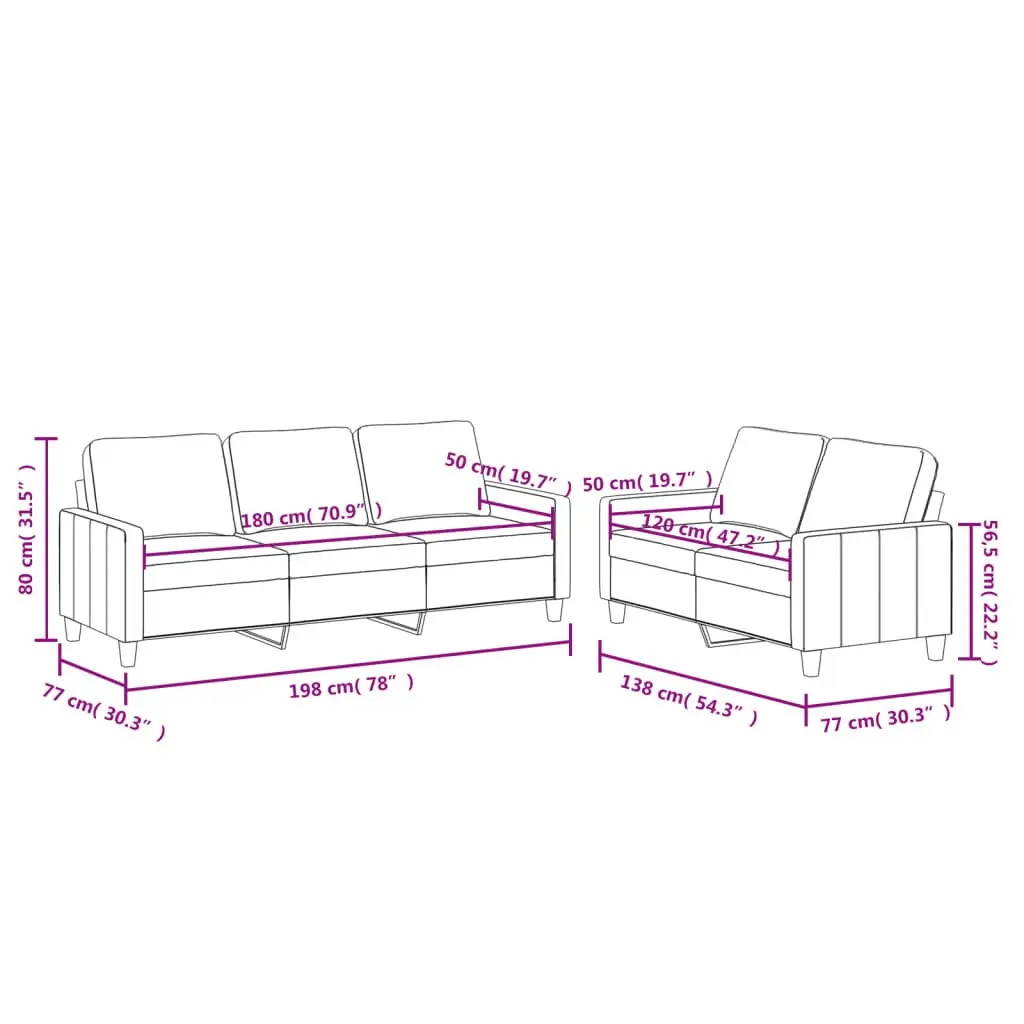 Black Faux Leather 2 Piece Sofa Set
